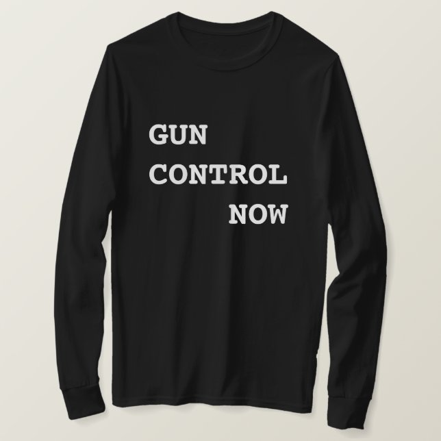 T-shirt Contrôle des armes maintenant, texte blanc en gras (Design devant)