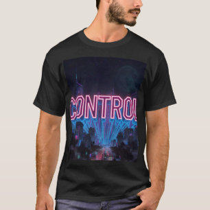 T-shirt CONTRÔLE - Ville Cyberpunk Néon Rose Futuriste Cie