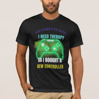 T-Shirt Contrôleur de Citation de Thérapie de Joue