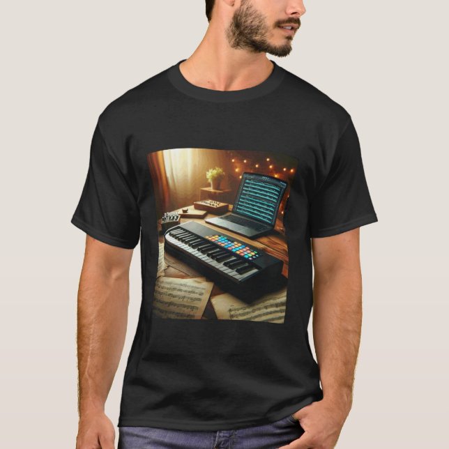 T-shirt Contrôleur de clavier MIDI - Synthétiseur Rétro (Devant)