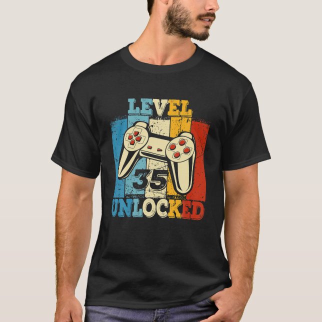 T-shirt Contrôleur de jeu complet de niveau Gamer 35 déver (Devant)