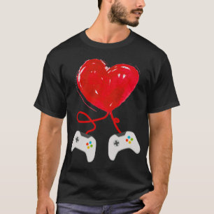 T-shirt Contrôleur de jeu de la Saint-Valentin Coeur Funn