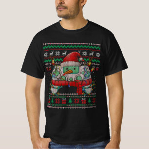 T-shirt Contrôleur de jeu Gamepad Snowman Santa Hat Ugly C