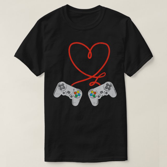 T-shirt Contrôleur de jeu Heart Mens Valentines Jour Joueu (Design devant)