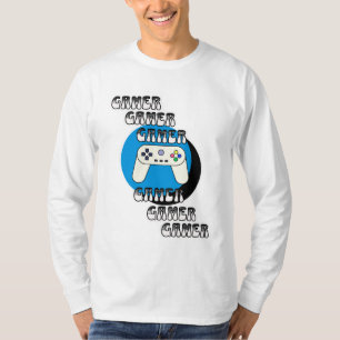 T-shirt Contrôleur de jeu vidéo bleu et noir Contrôleur
