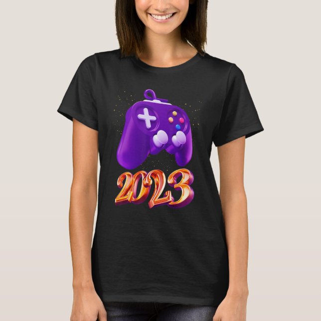 T-shirt Contrôleur de jeu vidéo déverrouillé 2023 Niveau d (Devant)
