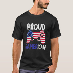 T-shirt Contrôleur de jeu vidéo drapeau américain 4 juille