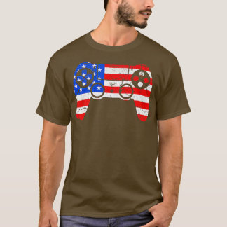 T-shirt Contrôleur de jeu vidéo drapeau USA 4 juillet Game