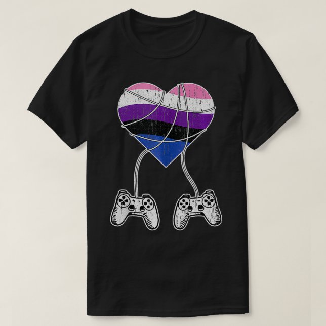 T-shirt Contrôleur de jeu vidéo Genderfluide Fierté Gaming (Design devant)
