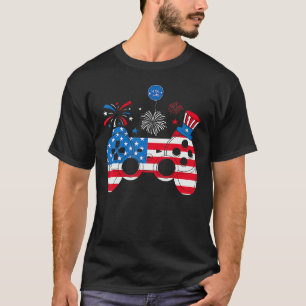 T-shirt Contrôleur de jeu vidéo Happy 4 juillet Amérique a