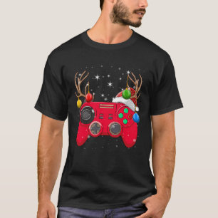 T-shirt Contrôleur de jeu vidéo Jeu de Noël Arbre Lumière 