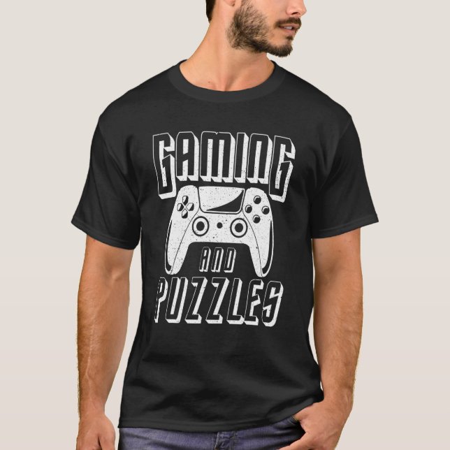 T-shirt Contrôleur De Jeu Vidéo Jeu Et Puzzles (Devant)