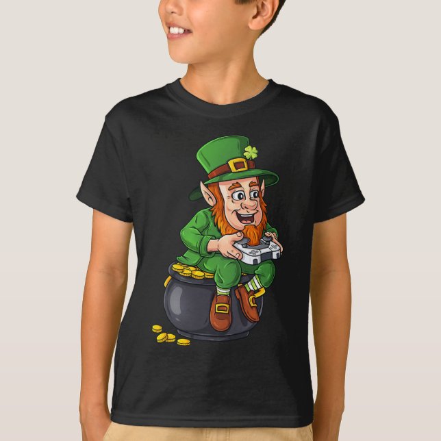 T-shirt Contrôleur de jeu vidéo Jour de la Saint Patrick L (Devant)