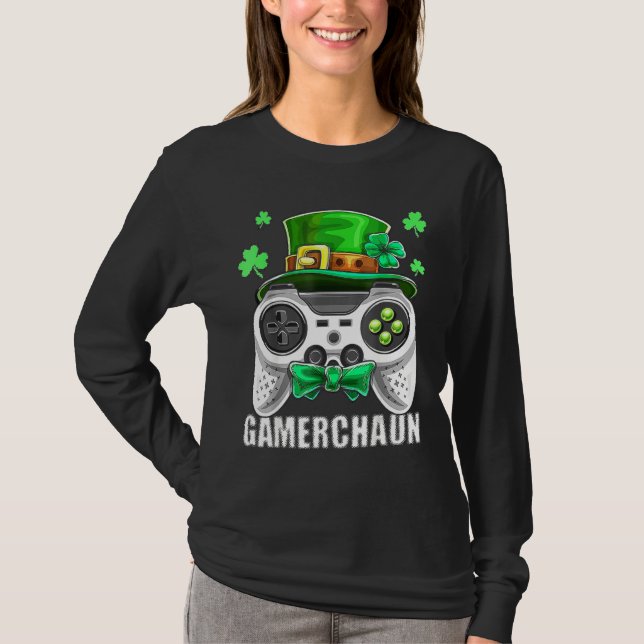 T-shirt Contrôleur de jeu vidéo Jour de la Saint Patrick L (Devant)