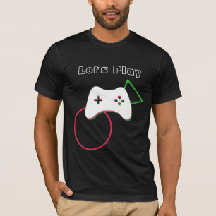 T-shirt Contrôleur de jeu vidéo, Let's Play, Red & Green