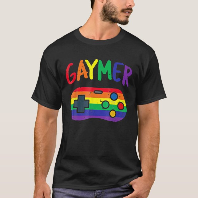 T-shirt Contrôleur de jeu vidéo Lgbt Pride Gay Gamer (Devant)