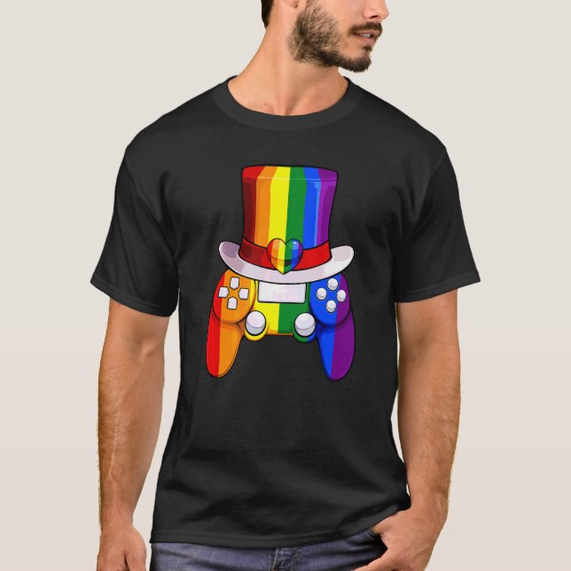 T-shirt Contrôleur de jeu vidéo Lgbt Q Cool Rainbow Flag G (Devant)
