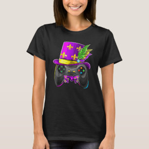 T-shirt Contrôleur de jeu vidéo Mardi Gras Jester Casquett
