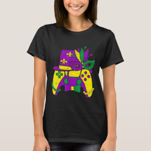 T-shirt Contrôleur de jeu vidéo Mardi Gras Jester Casquett