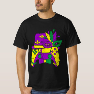 T-shirt Contrôleur de jeu vidéo Mardi Gras Jester Casquett