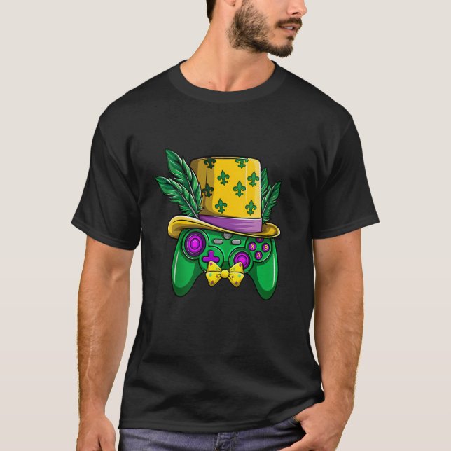 T-shirt Contrôleur de jeu vidéo Mardi Gras Jester Casquett (Devant)