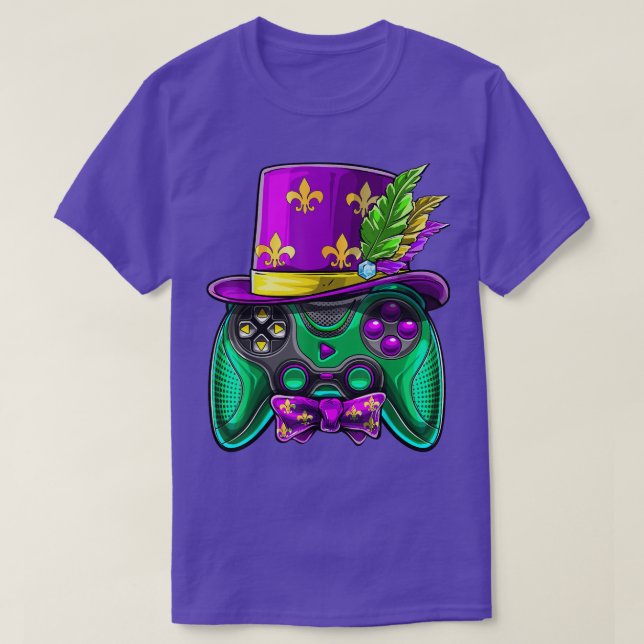 T-shirt Contrôleur de jeu vidéo Mardi Gras Jester Casquett (Design devant)
