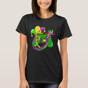 T-shirt Contrôleur de jeu vidéo Mardi Gras Jester Casquett