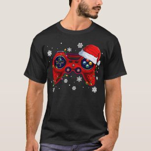 T-shirt Contrôleur de jeu vidéo Noël Santa Hat Gamer Bo