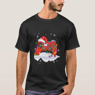 T-shirt Contrôleur de jeu vidéo Noël Santa Hat Gamer Bo