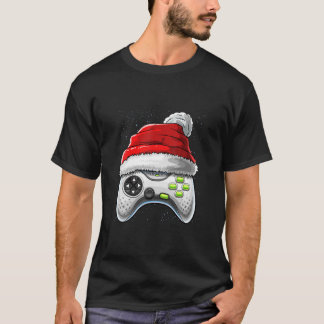 T-shirt Contrôleur de jeu vidéo Noël Santa Hat Gamer Gi