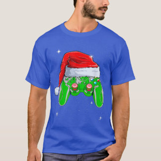 T-shirt Contrôleur de jeu vidéo Noël Santa Hat Gamer Xm