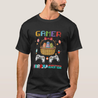 T-shirt Contrôleur de jeu vidéo Pâques Basket Gamer avec E
