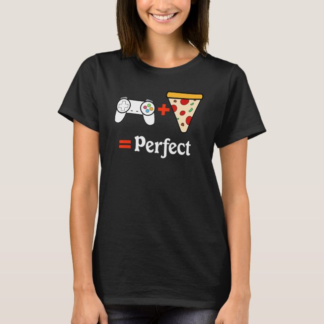 T-shirt Contrôleur de jeu vidéo Pizza Gamer (Devant)