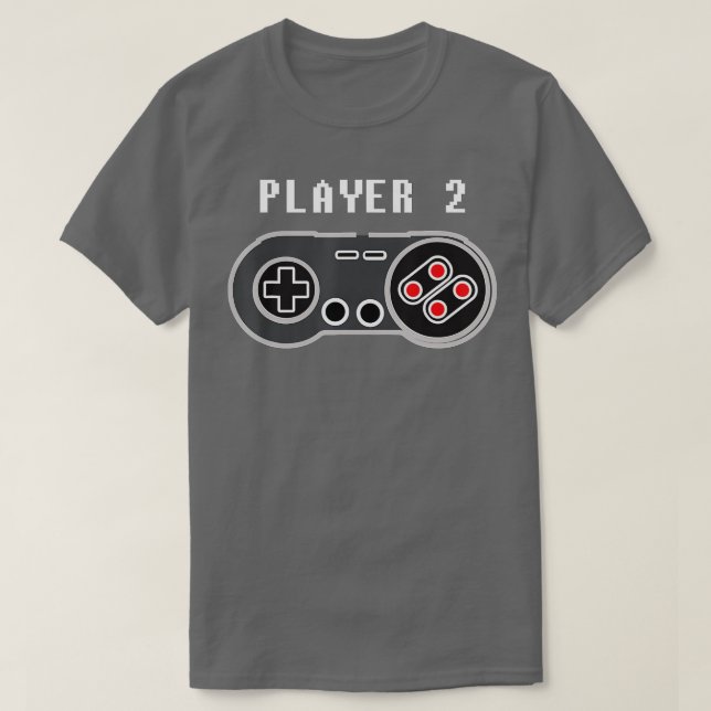 T-shirt Contrôleur de jeu vidéo rétro Player 2 (Design devant)