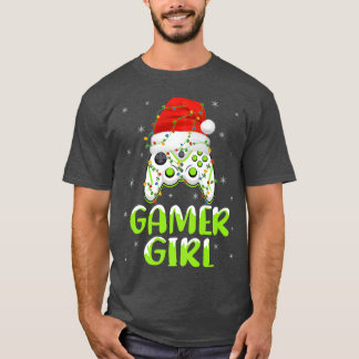 T-shirt Contrôleur de jeu vidéo Xmas Lights Père Noël Game