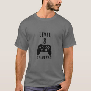 T-shirt Contrôleur De Jeux Pour Enfants Niveau 8 Déverroui