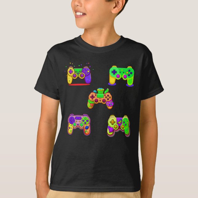 T-shirt Contrôleur de jeux vidéo colorés (Devant)