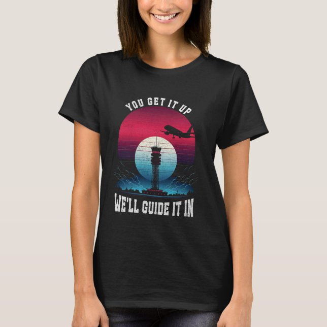 T-shirt Contrôleur de la circulation aérienne Sunset Retro (Devant)