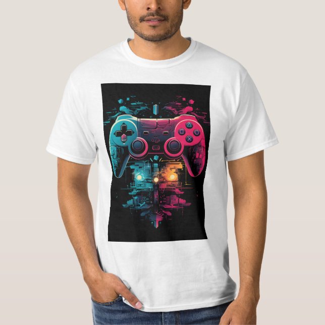 T-shirt contrôleur de la vie - Neon Cyber Gaming G (Devant)