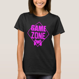 T-shirt Contrôleur de zone de jeu Vidéo rose Jeu Gamer Shi