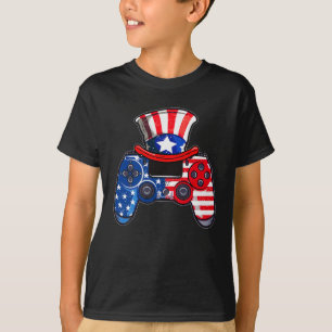 T-shirt Contrôleur drapeau américain Vidéo jeu 4 juille