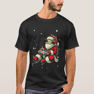 T-shirt Contrôleur du Père Noël Gamer Vidéo rétro de Noël