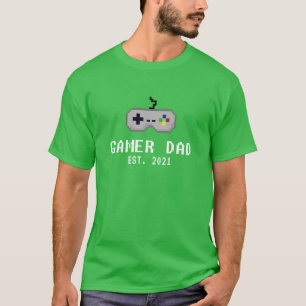 T-shirt Contrôleur Gamer Papa Retro 8Bit - Date personnali