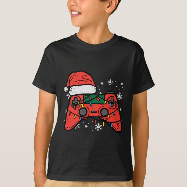 T-shirt Contrôleur Jeu de Noël Xmas Garçons Enfants Jeunes (Devant)