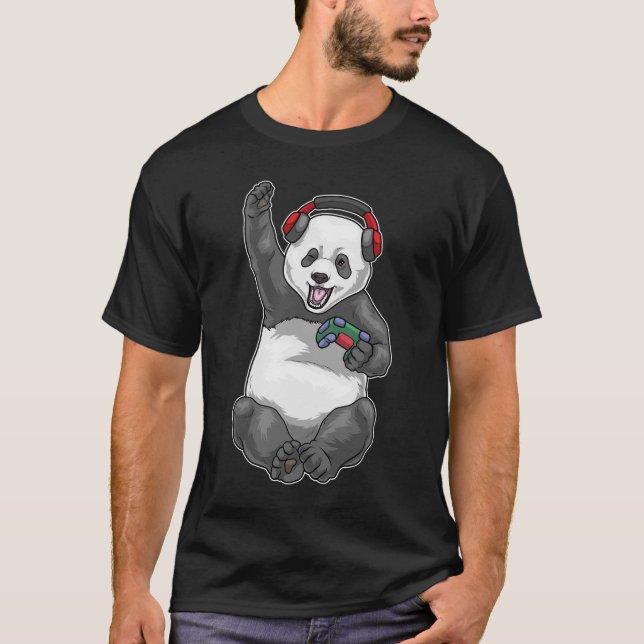 T-shirt Contrôleur Panda Gamer (Devant)