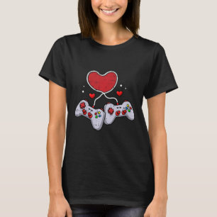T-shirt Contrôleur Vidéo Coeur Enfants Valentines Day Co