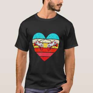 T-shirt Contrôleur Videogame Coeur Valentines Jour Rétro G
