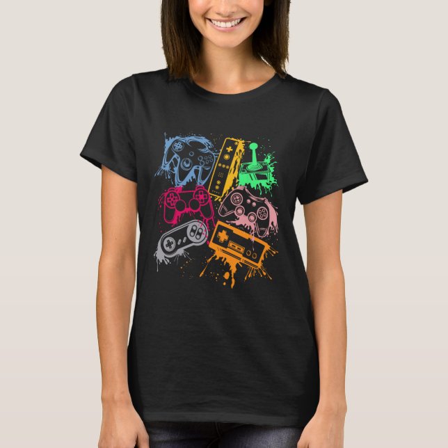 T-shirt Contrôleurs de console de jeu vidéo Retro 80's 90' (Devant)