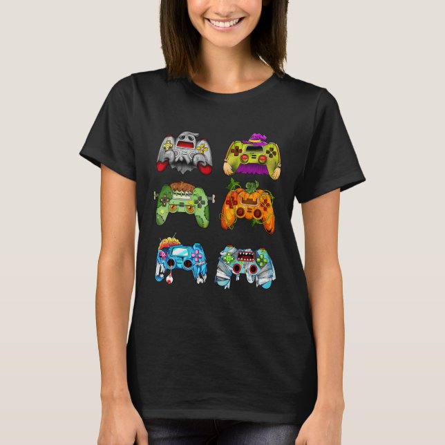 T-shirt Contrôleurs de jeu de sorcière Citrouille d'Hallow (Devant)