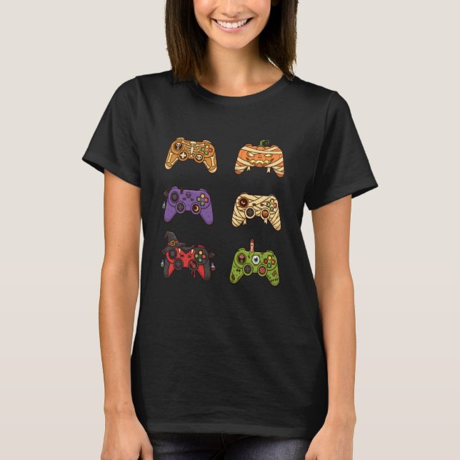 T-shirt Contrôleurs de jeu squelette zombie Halloween momi (Devant)